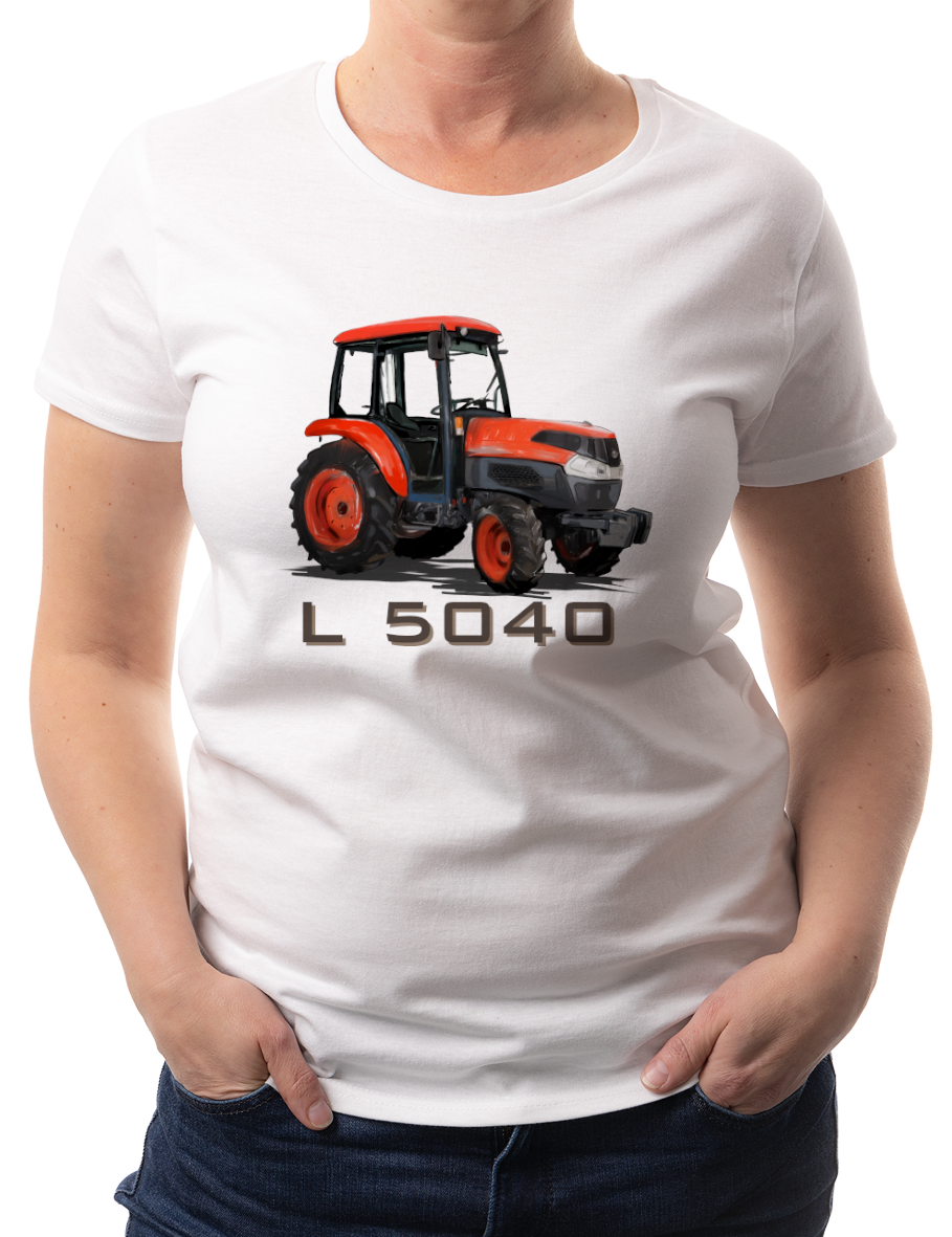 Kubota — koszulka (Kolor koszulki: biały; Rozmiar: 3XL (damska); Rodzaj nadruku: Kubota)