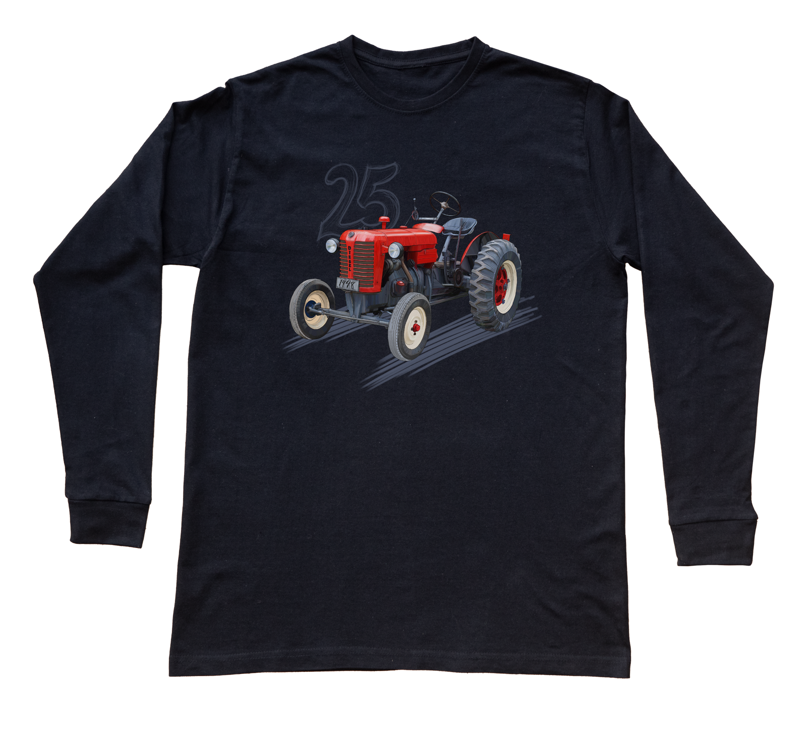 Zetor 25 — bluzka z długim rękawem (Rozmiar: XXL (dorosła); Kolor koszulki: czarny; Rodzaj nadruku: Zetor 25)