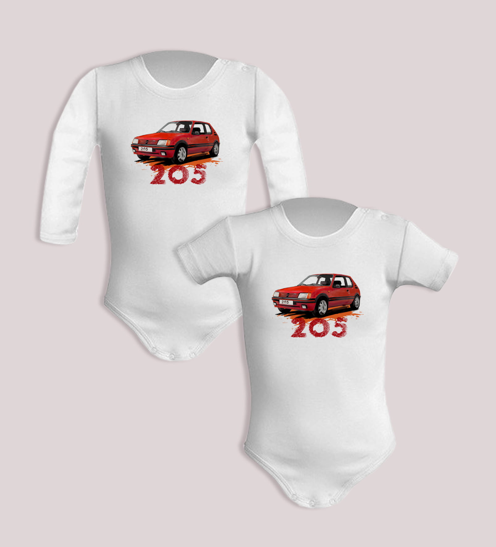 Peugeot 205 — body (Rozmiar: 3M; Długość rękawa: krótki; Rodzaj nadruku: Peugeot 205)