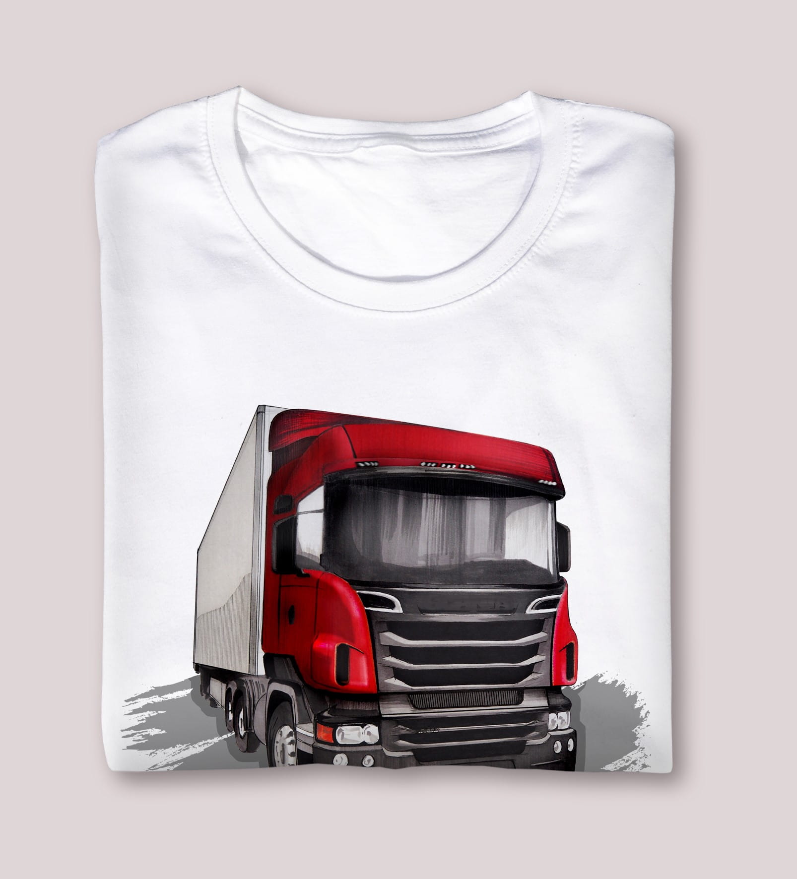 Scania — koszulka (Kolor koszulki: biały; Rozmiar: 5XL (męska); Rodzaj nadruku: Scania R620)