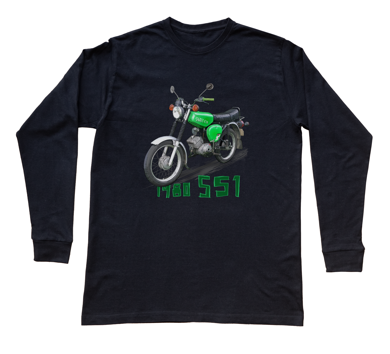 Simson — bluzka z długim rękawem (Rozmiar: XL (dorosła); Kolor koszulki: czarny; Rodzaj nadruku: Simson)