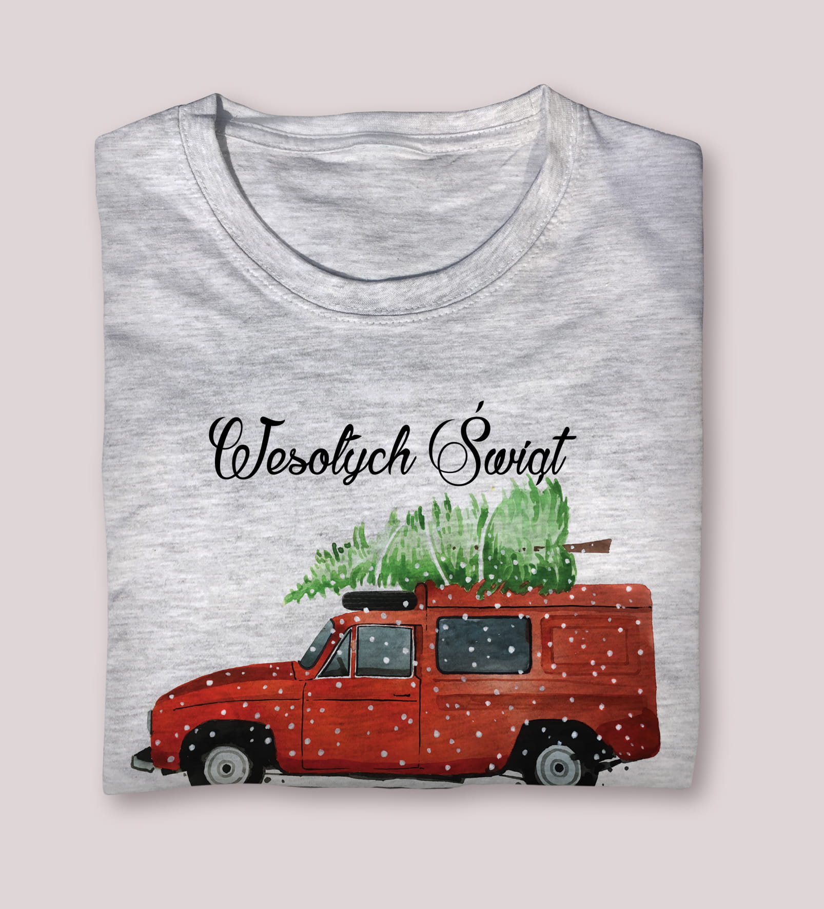 Syrena Bosto — koszulka (Kolor koszulki: jasnoszary melanż; Rozmiar: 7 - 8 lat; Rodzaj nadruku: Syrena Bosto)