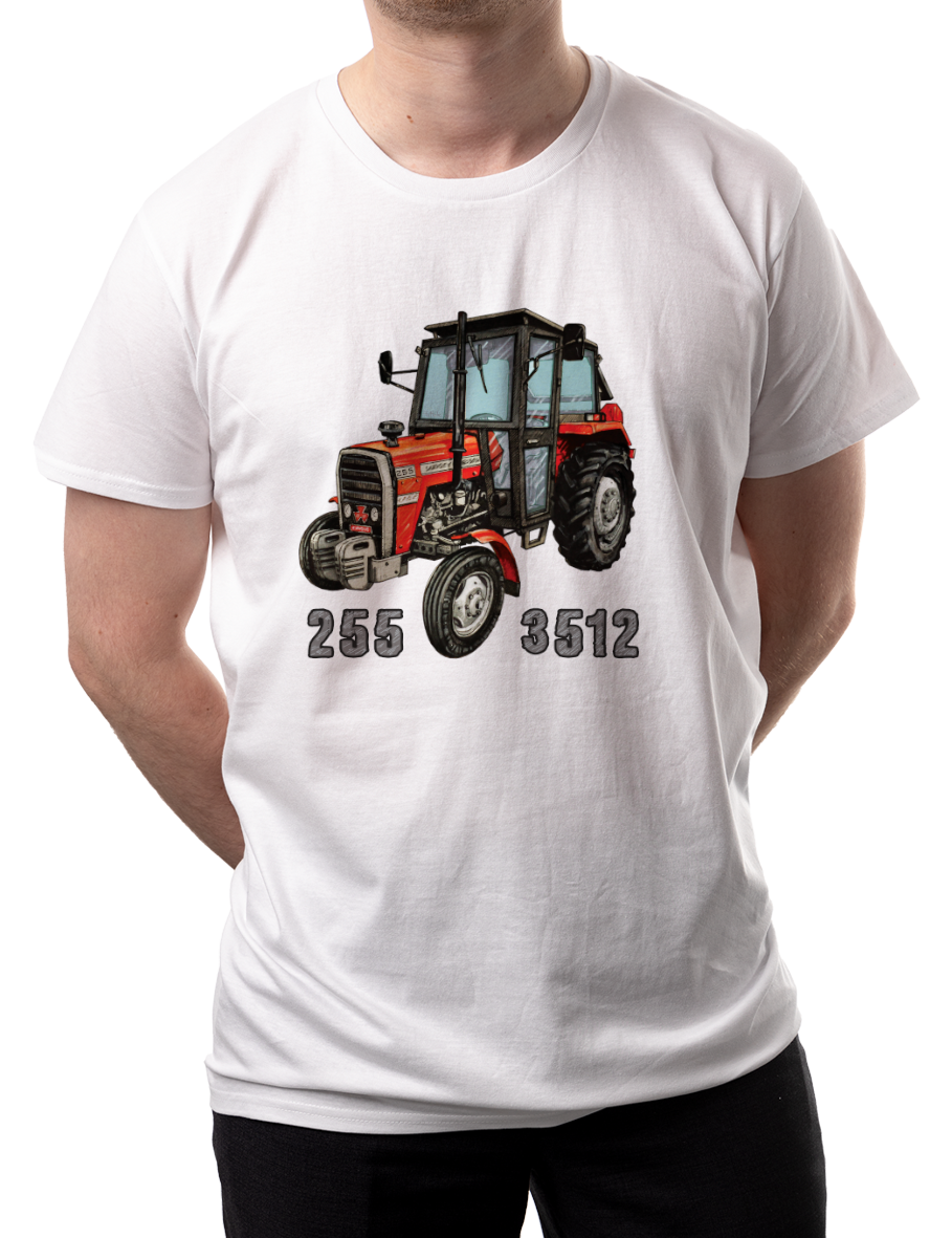 Massey Ferguson — koszulka (Kolor koszulki: biały; Rozmiar: 3XL (męska); Rodzaj nadruku: Massey Ferguson)
