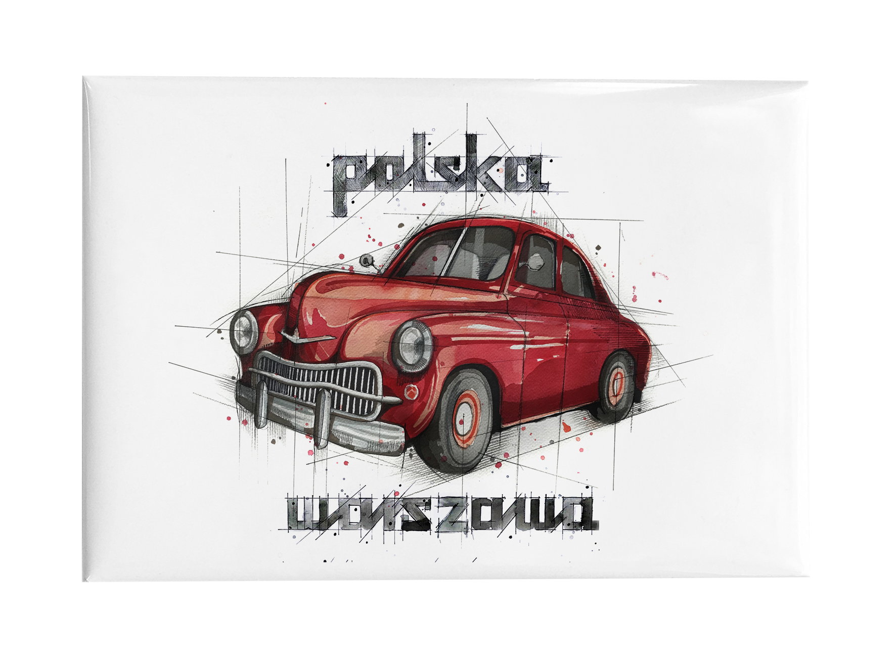 Warszawa — magnes (Kolor nadruku: czerwony; Rodzaj nadruku: Warszawa)