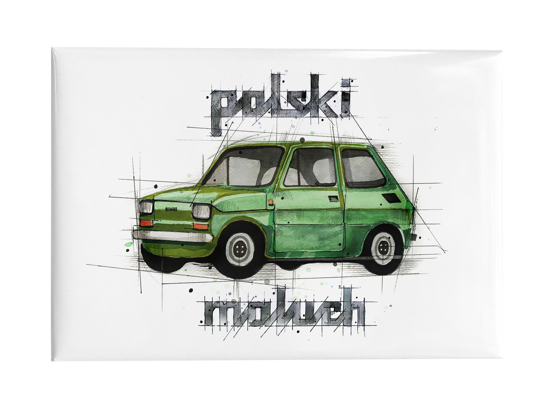 Maluch — magnes (Kolor nadruku: zielony; Rodzaj nadruku: Maluch)