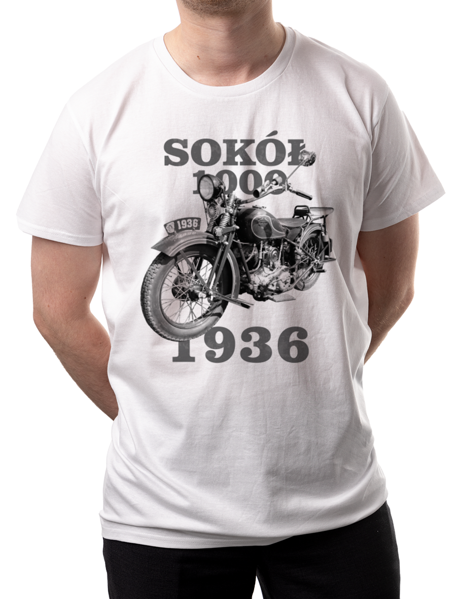 Sokół — koszulka (Kolor koszulki: biały; Rozmiar: L (męska); Rodzaj nadruku: Sokół)