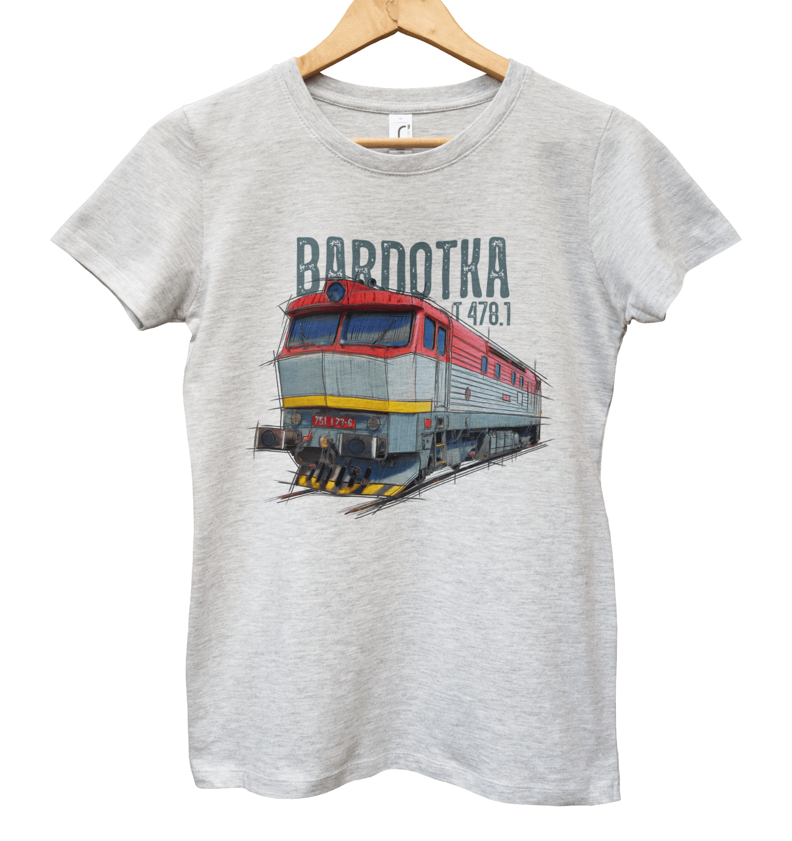 Bardotka — koszulka (Kolor koszulki: jasnoszary melanż; Rozmiar: S (damska); Rodzaj nadruku: Bardotka)