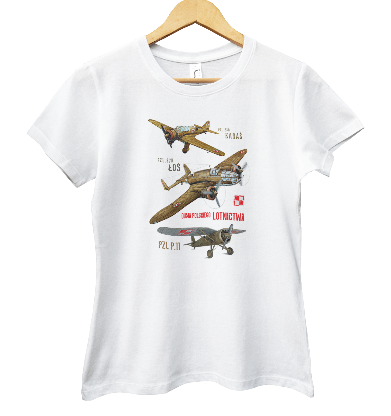 Koszulka dla fana samolotów (Kolor koszulki: biały; Rozmiar: M (damska); Rodzaj nadruku: LOTMIX)