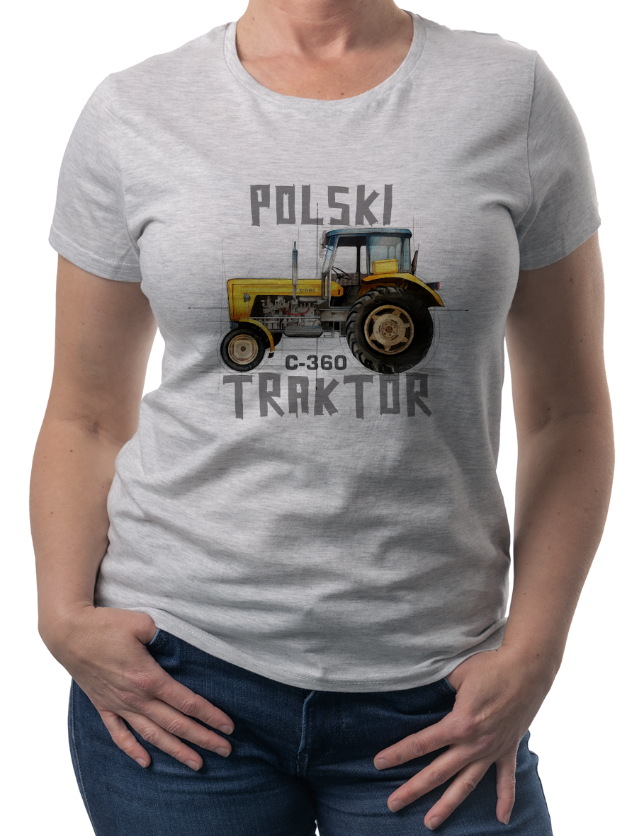 Ursus C-360 — koszulka (Kolor koszulki: jasnoszary melanż; Rozmiar: 3XL (damska); Rodzaj nadruku: Ursus C-360)