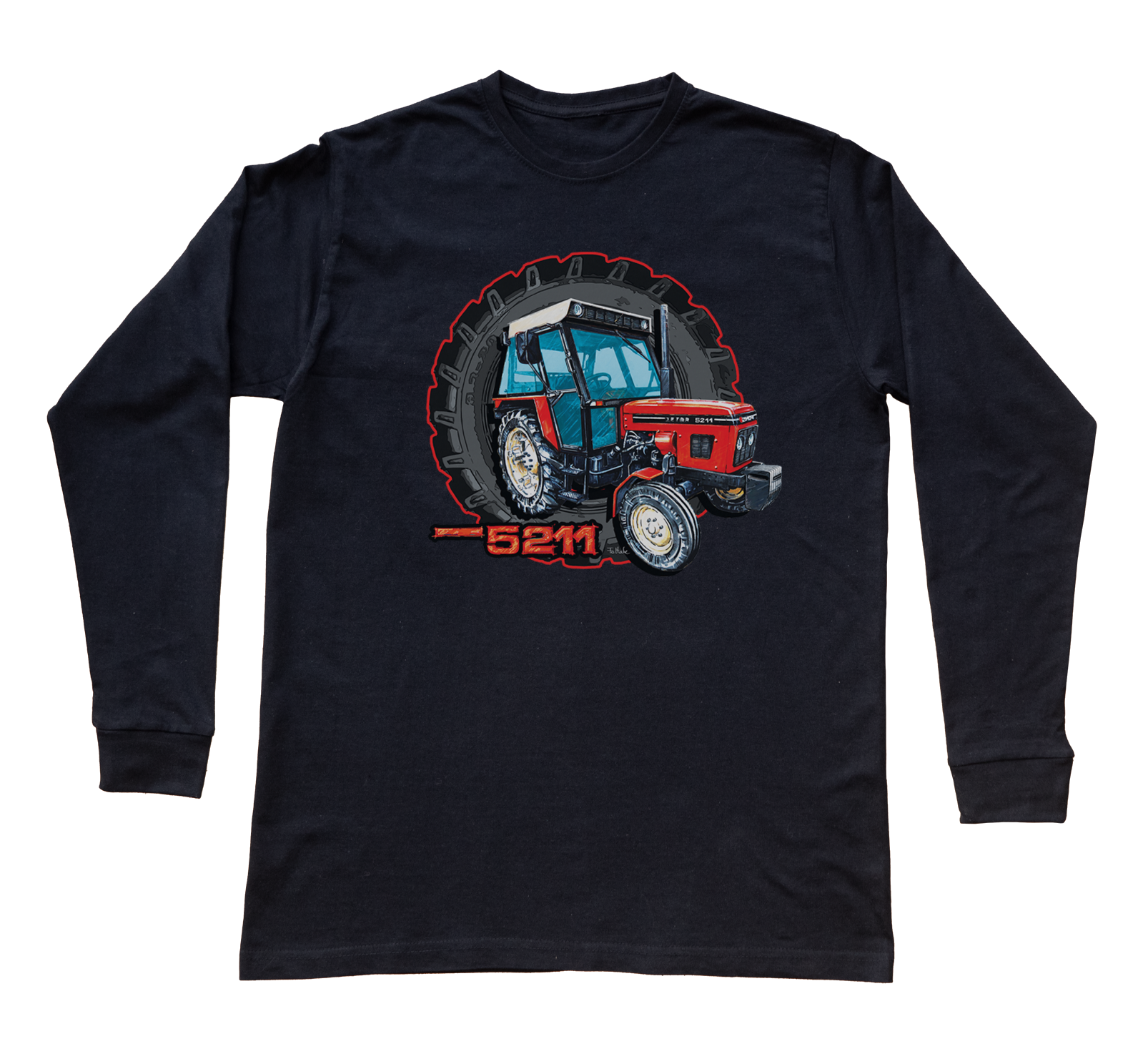 Zetor 5211 — bluzka z długim rękawem (Rozmiar: XL (dorosła); Kolor koszulki: czarny; Rodzaj nadruku: Zetor 5211)