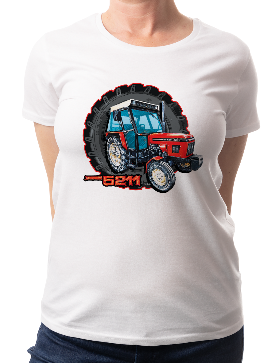 Zetor 5211 — koszulka (Kolor koszulki: biały; Rozmiar: 3XL (damska); Rodzaj nadruku: Zetor 5211)