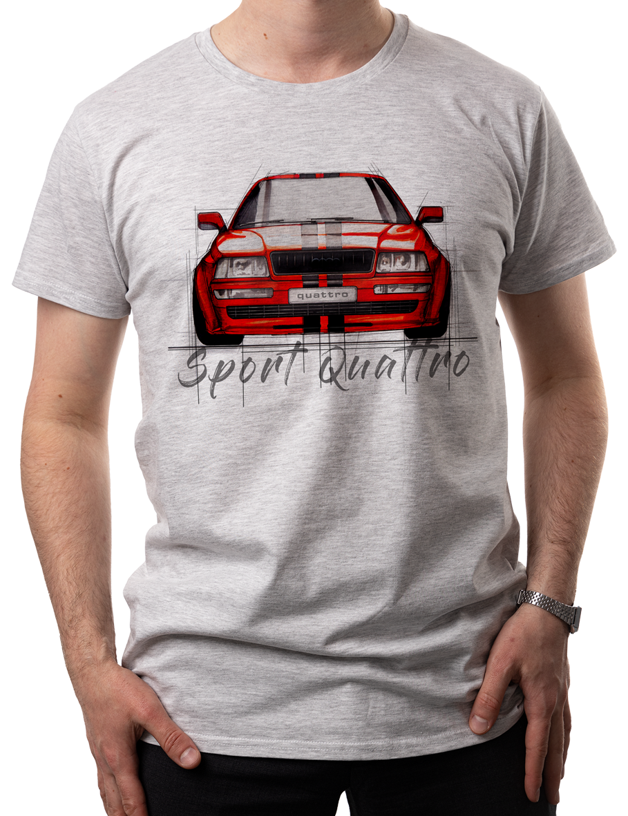 Audi S2 — koszulka (Kolor koszulki: jasnoszary melanż; Rozmiar: 3 - 4 lata; Rodzaj nadruku: Audi)