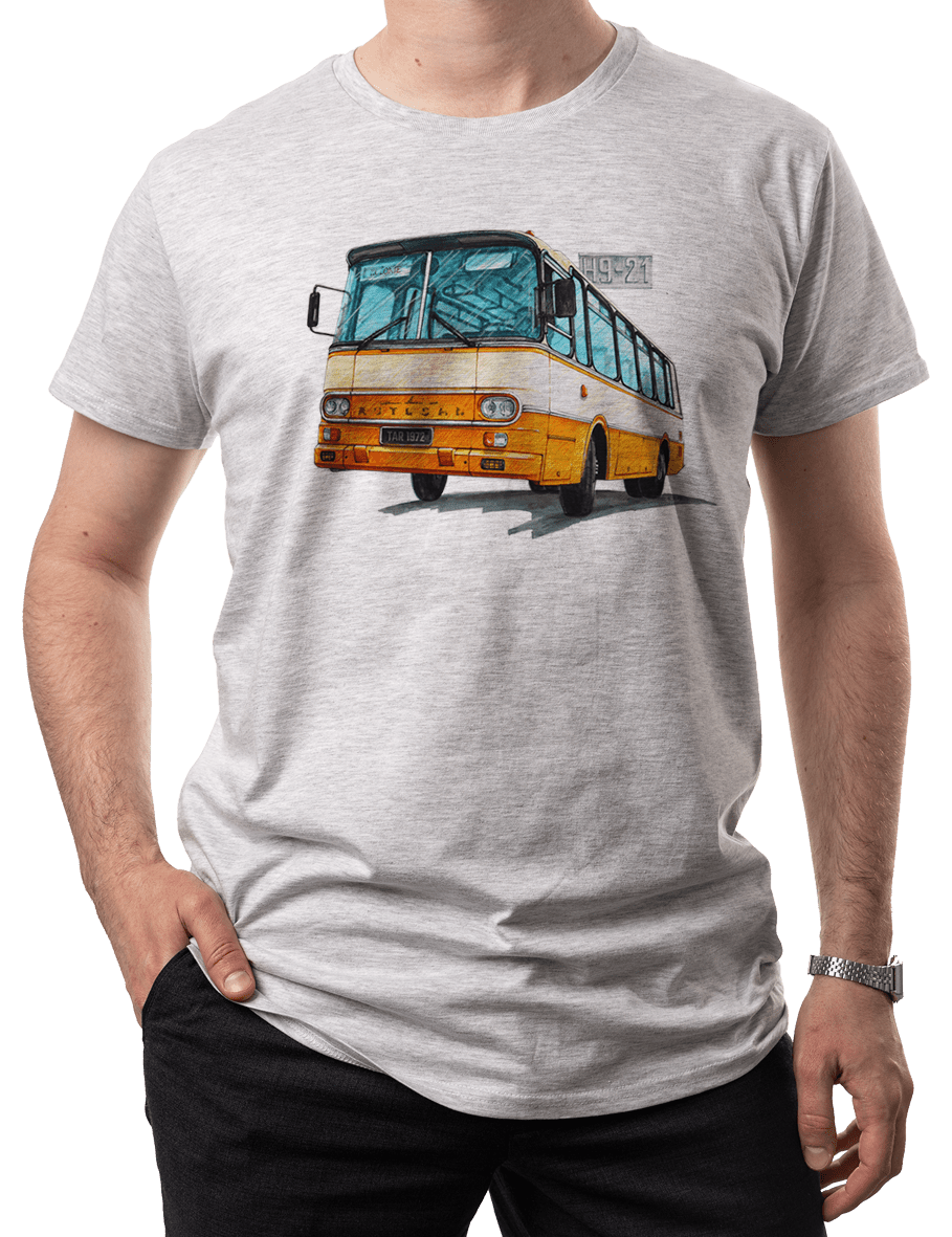 Autosan H9 — koszulka (Kolor koszulki: jasnoszary melanż; Rozmiar: 4XL (męska); Rodzaj nadruku: Autosan H9)