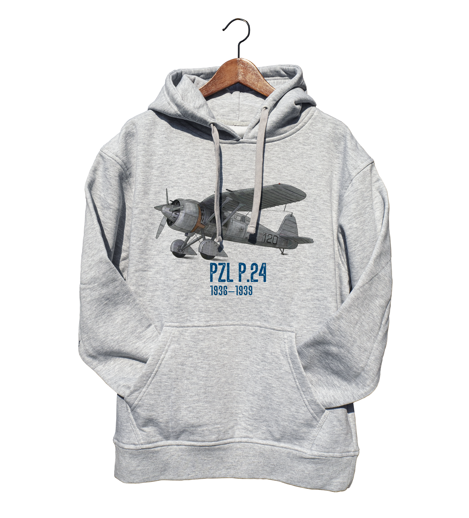 PZL P.24 — bluza (Rozmiar: 9 - 11 lat; Kolor bluzy: szary; Rodzaj nadruku: PZL P.24)