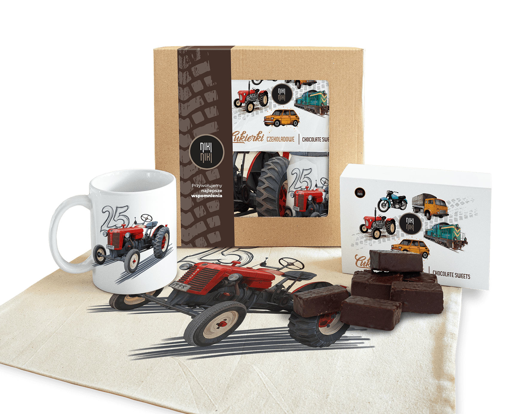 Zetor 25 — paczka (Zawartość paczki: koszulka, torba, kubek, słodycze; Rozmiar koszulki / bluzy: XL (męska); Kolor koszulki / bluzy: czarny; Rodzaj na