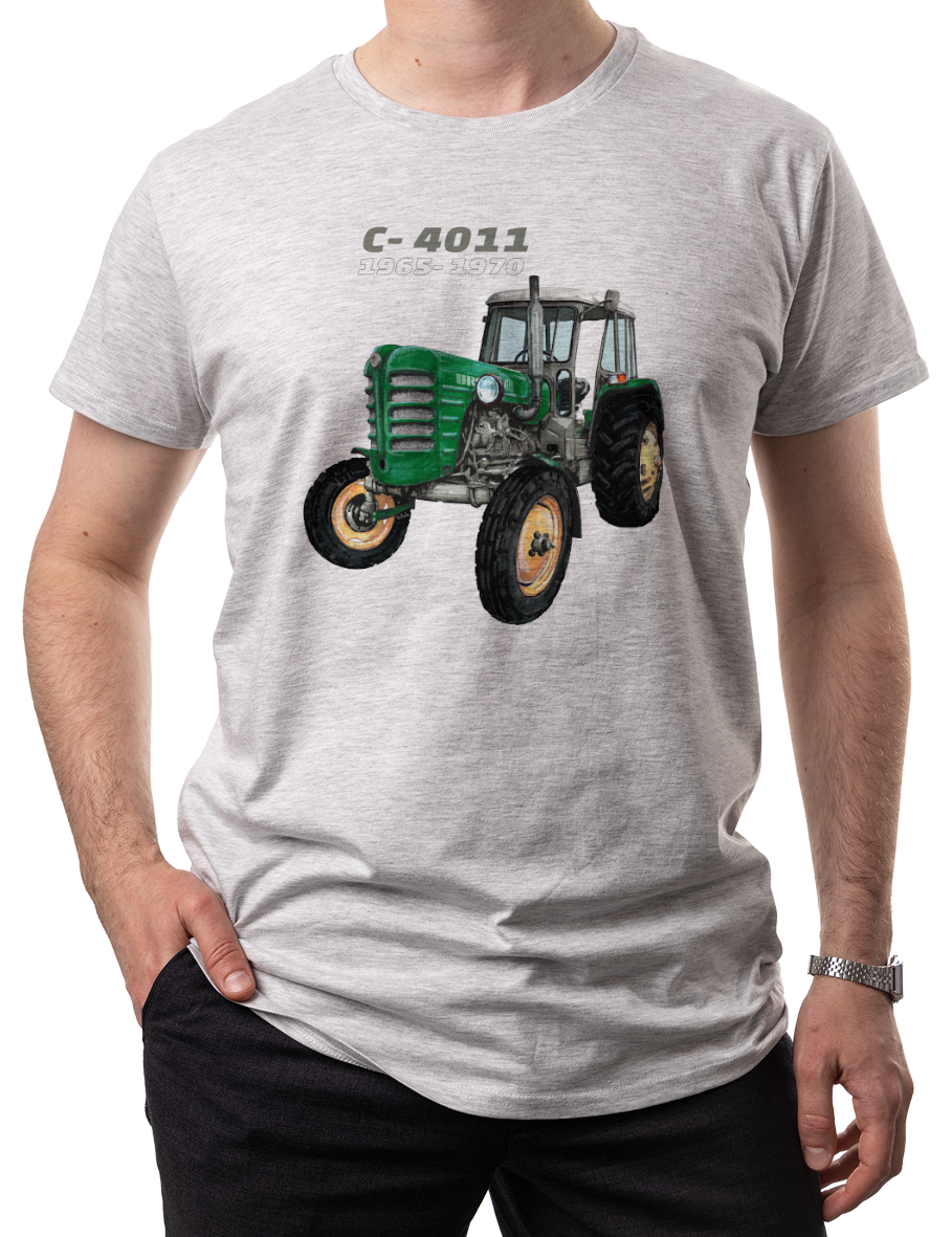 Ursus C-4011 — koszulka (Kolor koszulki: jasnoszary melanż; Rozmiar: 3XL (męska); Rodzaj nadruku: Ursus C-4011)