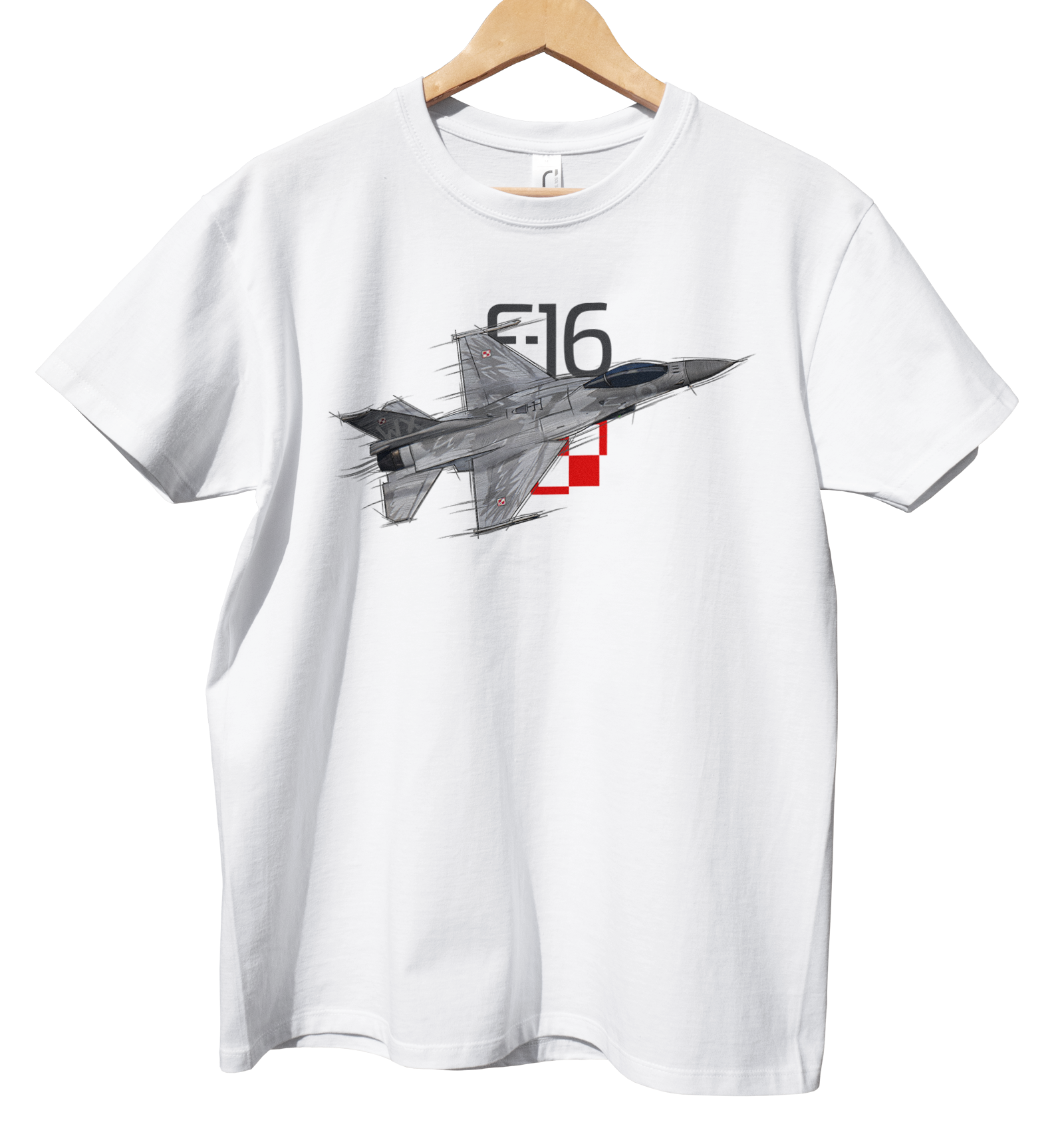 F-16 — koszulka (Kolor koszulki: biały; Rozmiar: XL (męska); Rodzaj nadruku: F-16)