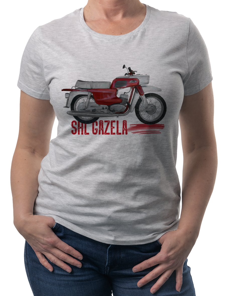 SHL M17 Gazela — koszulka (Kolor koszulki: jasnoszary melanż; Rozmiar: M (damska); Rodzaj nadruku: SHL M17 Gazela)