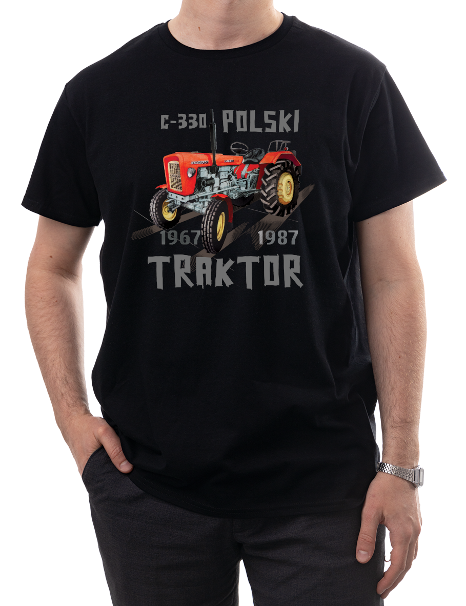 Ursus C-330 — koszulka (Kolor koszulki: czarny; Rozmiar: M (męska); Rodzaj nadruku: Ursus C-330)