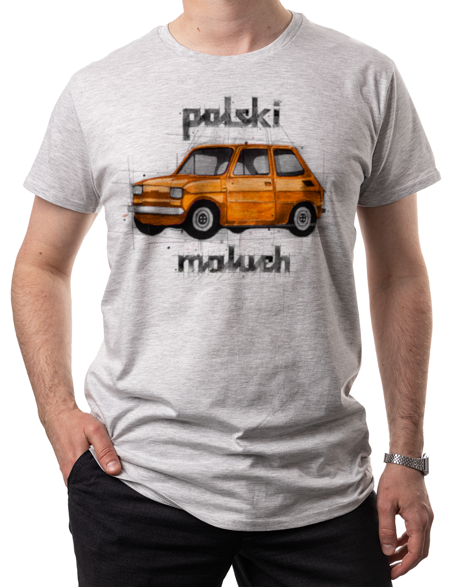 Maluch — koszulka (Kolor koszulki: jasnoszary melanż; Rozmiar: L (męska); Rodzaj nadruku: Maluch)