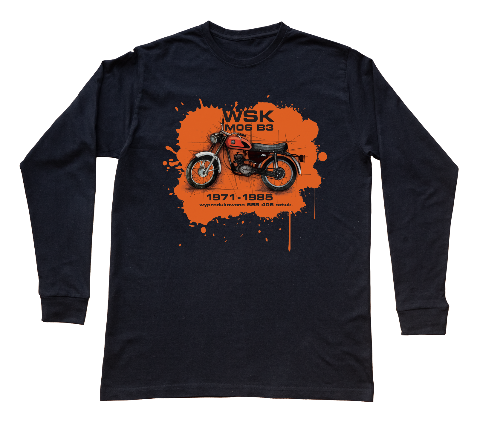 WSK — bluzka z długim rękawem (Rozmiar: 5 - 6 lat; Kolor koszulki: czarny; Rodzaj nadruku: WSK)