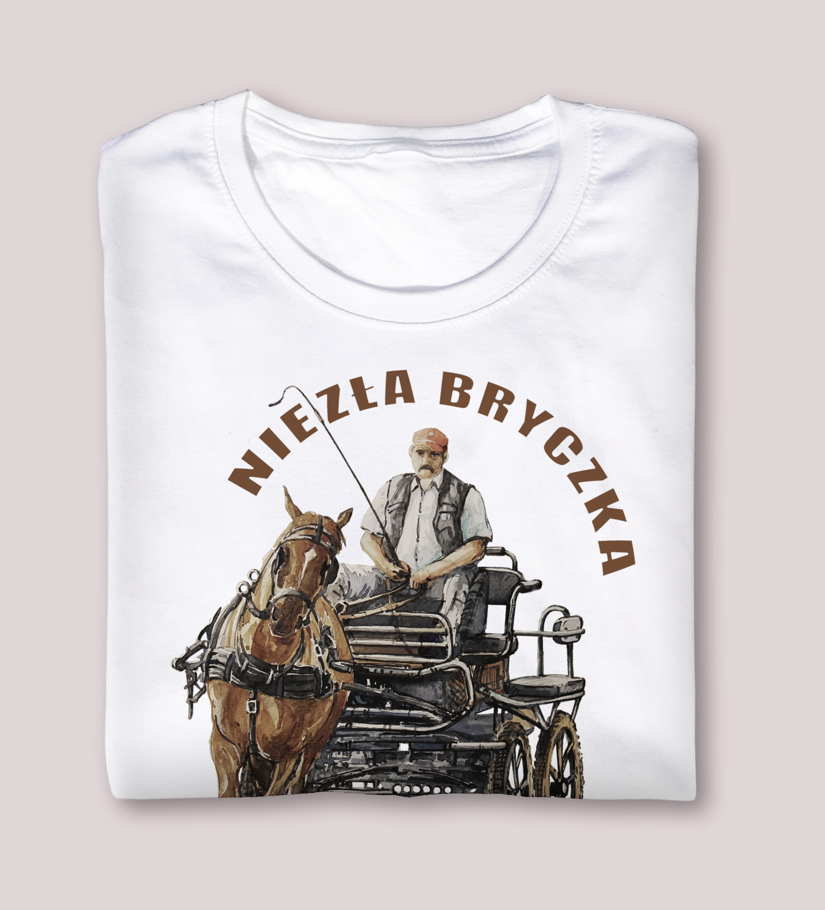 Bryczka — koszulka (Kolor koszulki: biały; Rozmiar: S (męska); Rodzaj nadruku: Bryczka)