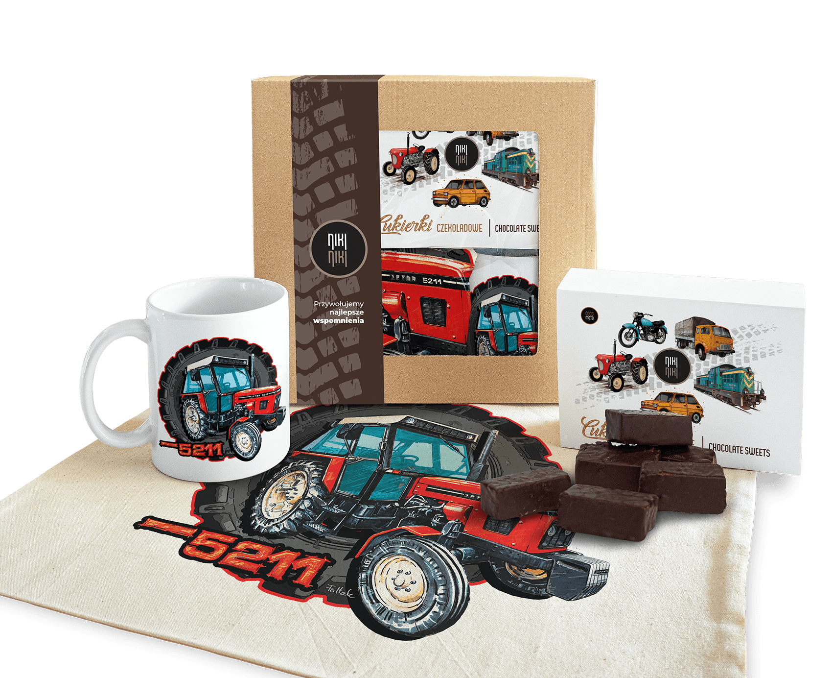 Zetor 5211 — paczka (Zawartość paczki: koszulka, torba, kubek, słodycze; Rozmiar koszulki / bluzy: M (damska); Kolor koszulki / bluzy: biały; Rodzaj n