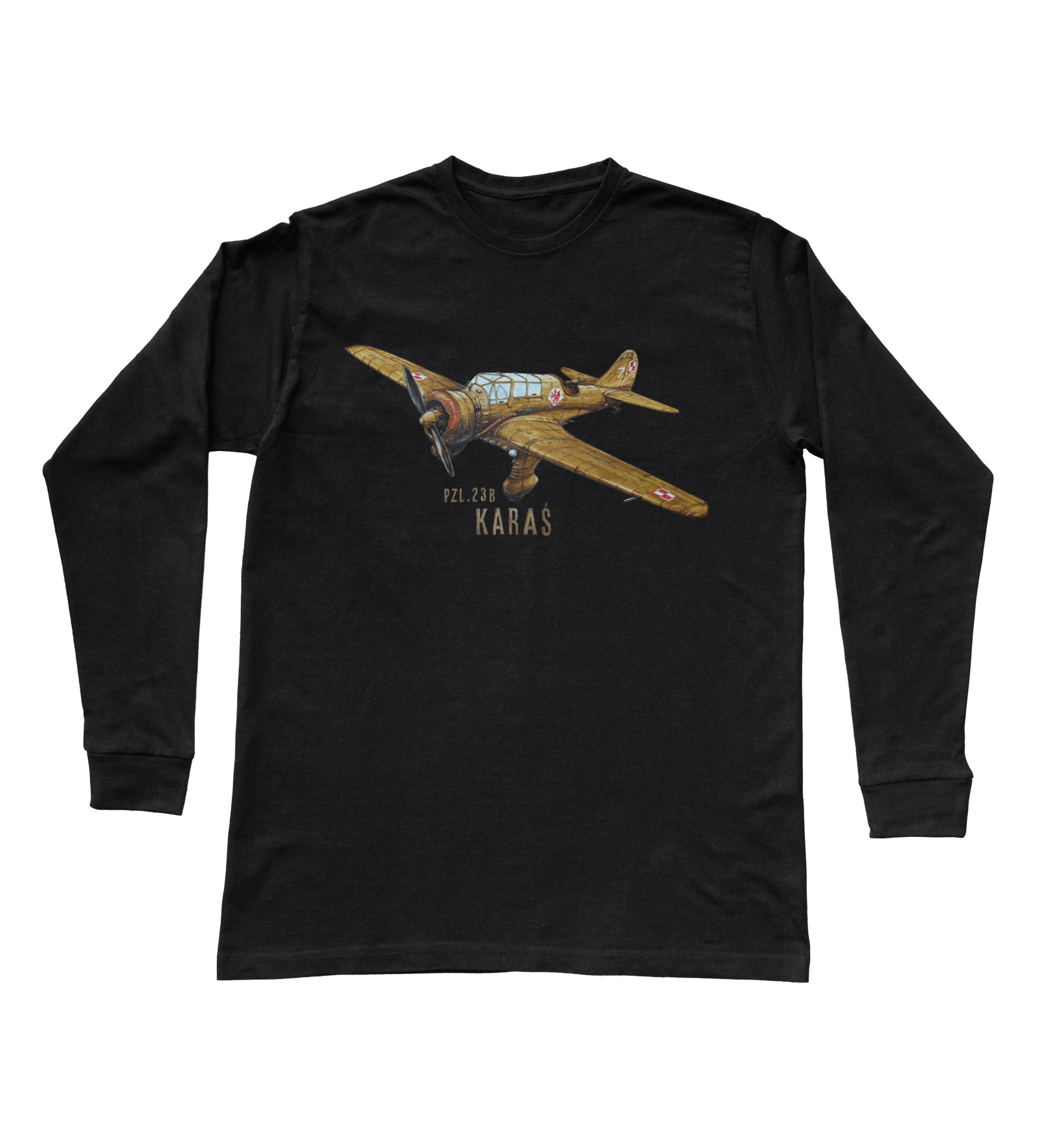 Karaś — bluzka z długim rękawem (Rozmiar: L (dorosła); Kolor koszulki: czarny; Rodzaj nadruku: Karaś)