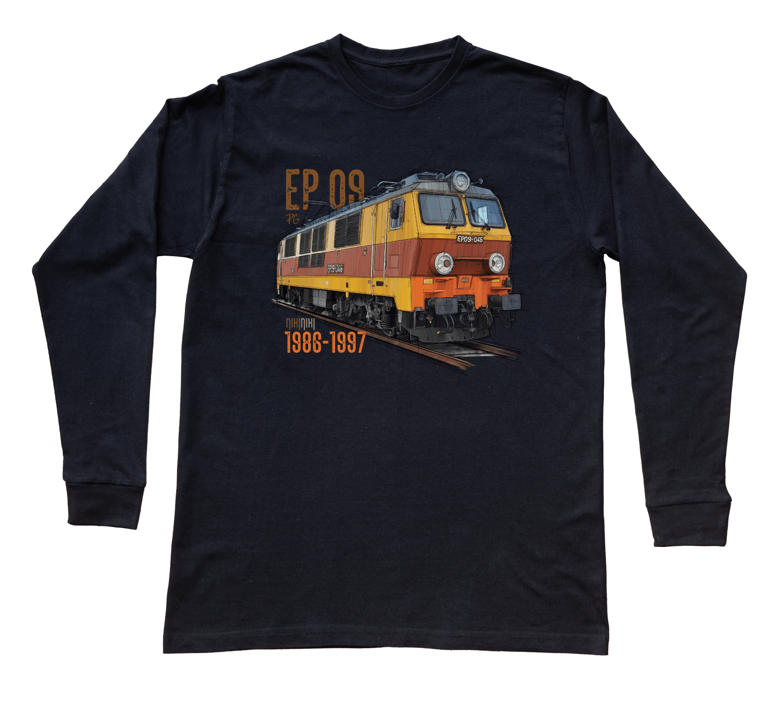 EP09 Dziewiątka — bluzka z długim rękawem (Rozmiar: XL (dorosła); Kolor koszulki: czarny; Rodzaj nadruku: EP09 Dziewiątka)