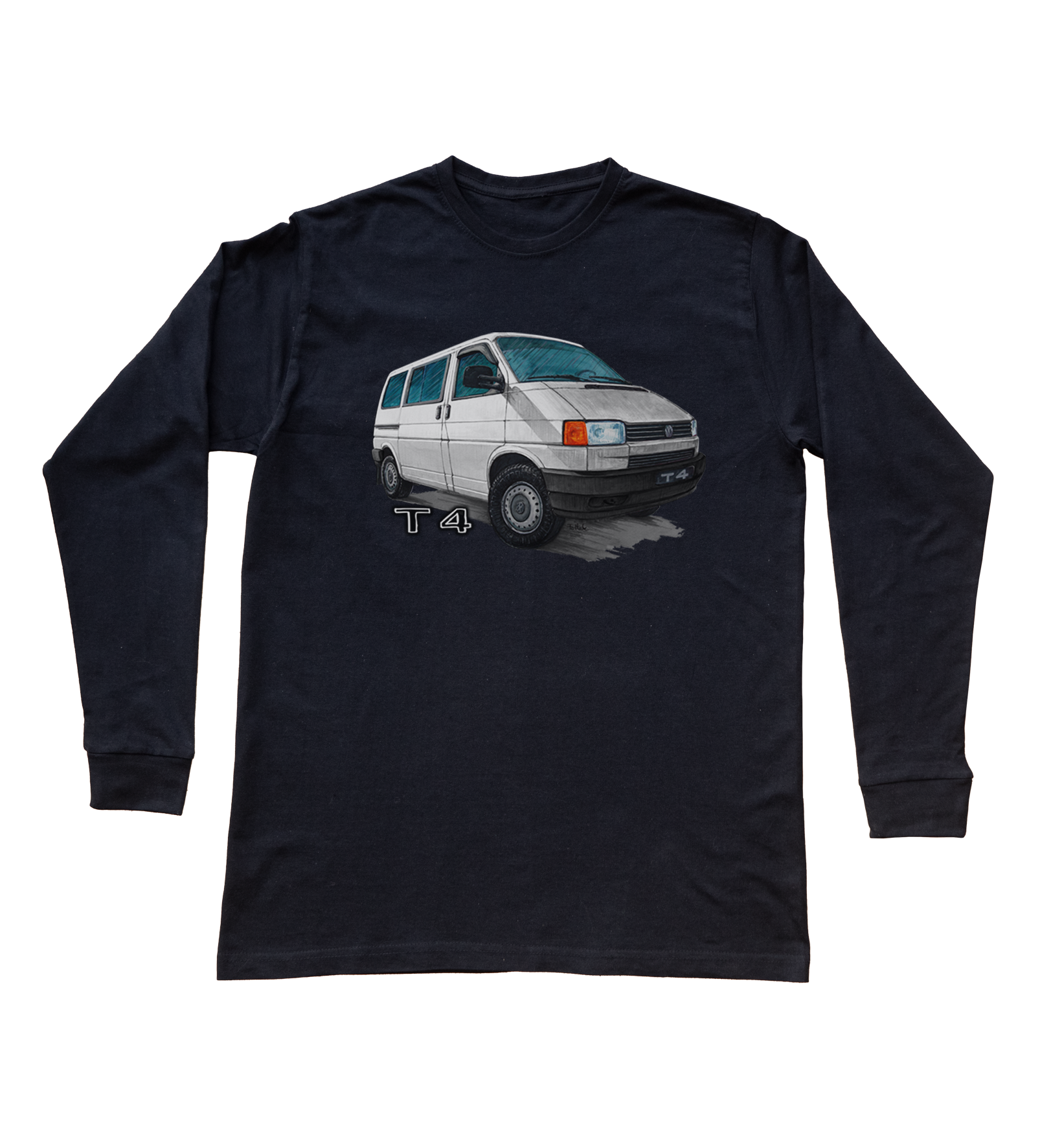 VW T4 — bluzka z długim rękawem (Rozmiar: XXL (dorosła); Kolor koszulki: czarny; Rodzaj nadruku: VW T4)
