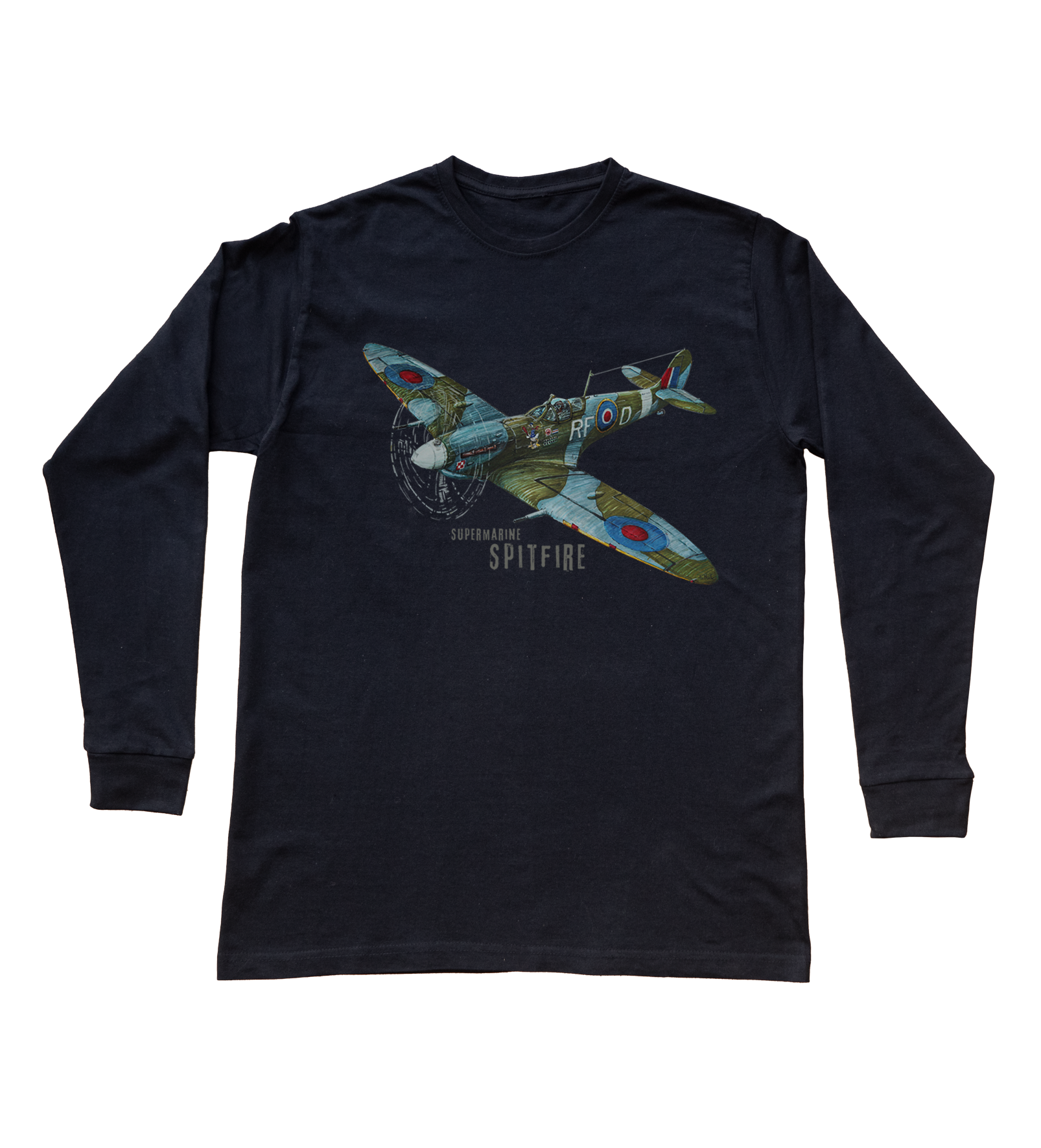 Supermarine Spitfire — bluzka z długim rękawem (Rozmiar: M (dorosła); Kolor koszulki: czarny; Rodzaj nadruku: Supermarine Spitfire)