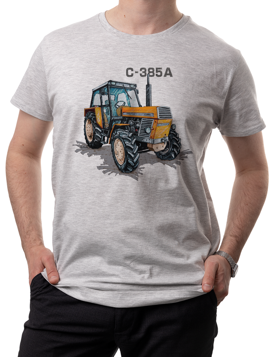 Ursus C-385A — koszulka (Kolor koszulki: jasnoszary melanż; Rozmiar: 5XL (męska); Rodzaj nadruku: Ursus C-385A)