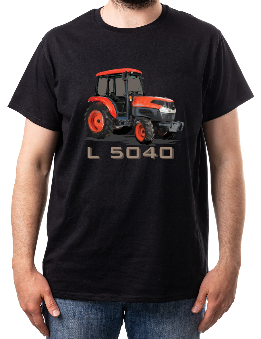 Kubota — koszulka (Kolor koszulki: czarny; Rozmiar: XL (męska); Rodzaj nadruku: Kubota)