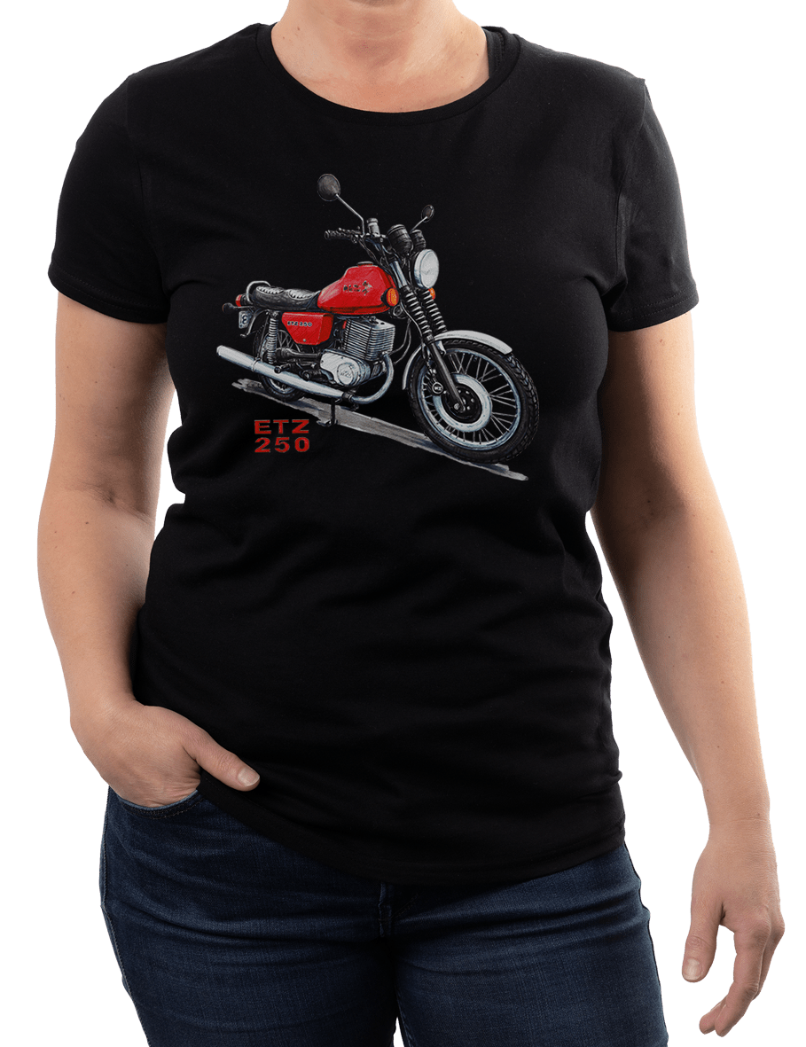 MZ ETZ 250 — koszulka (Kolor koszulki: czarny; Rozmiar: 3XL (damska); Rodzaj nadruku: MZ ETZ 250)