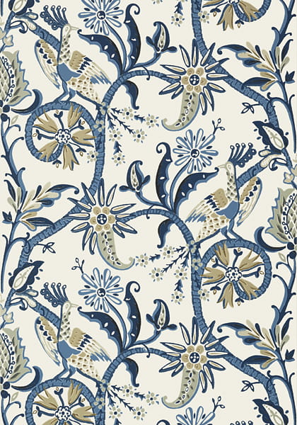 Tapeta Thibaut PEACOCK GARDEN Błękit, Beż