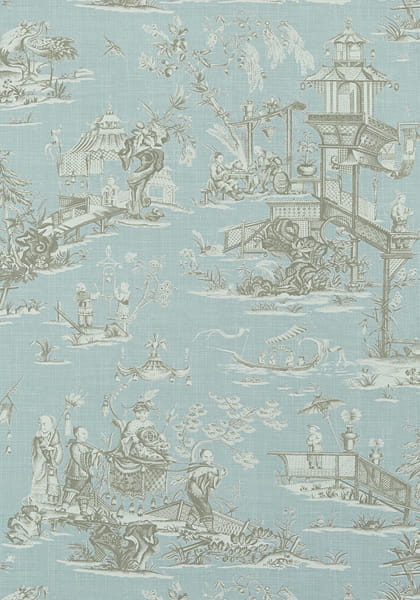 Tapeta Thibaut CHENG TOILE Blady Błękit, Szary