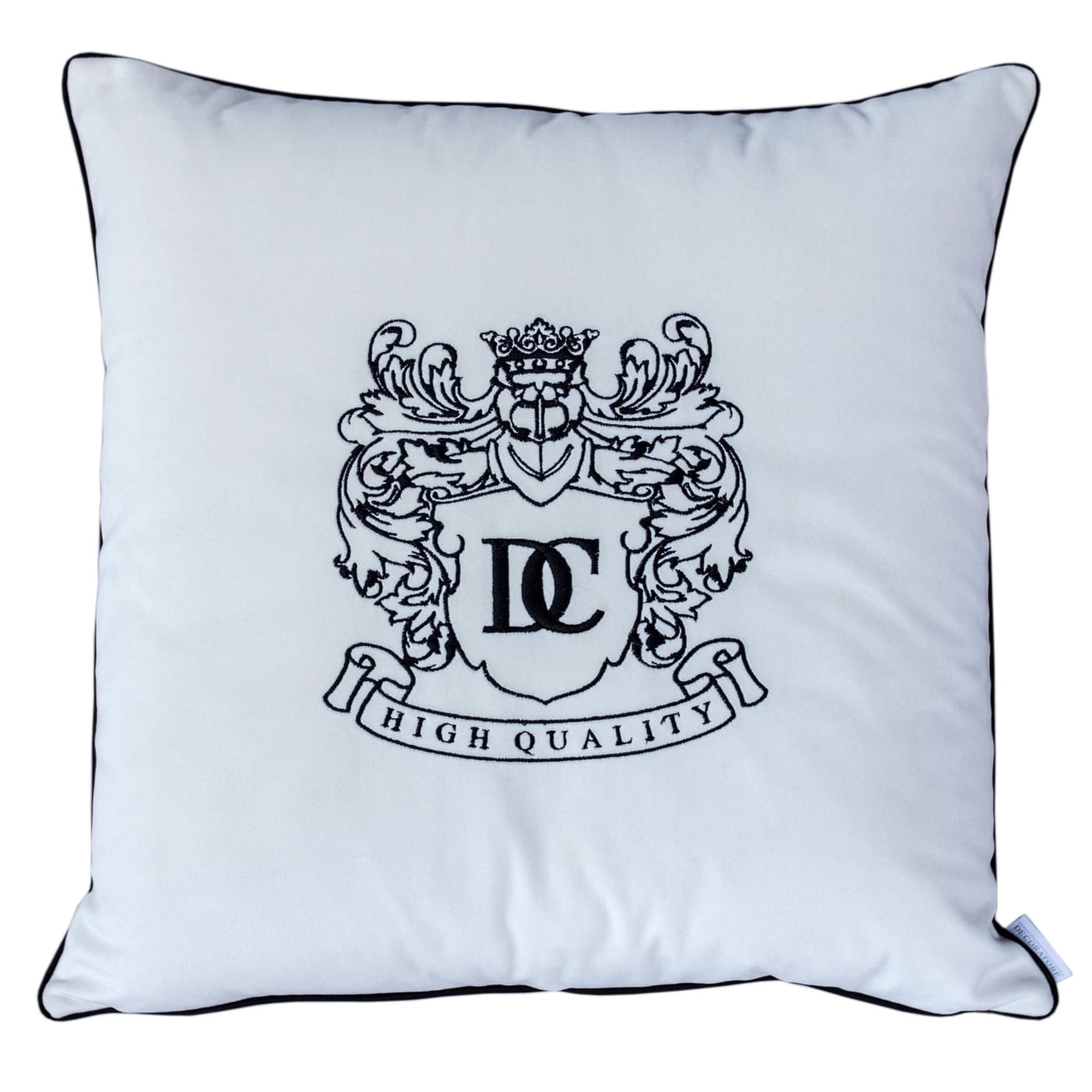 Poduszka Dekoracyjna Monarchy Biała z Czarnym Haftem 45x45cm