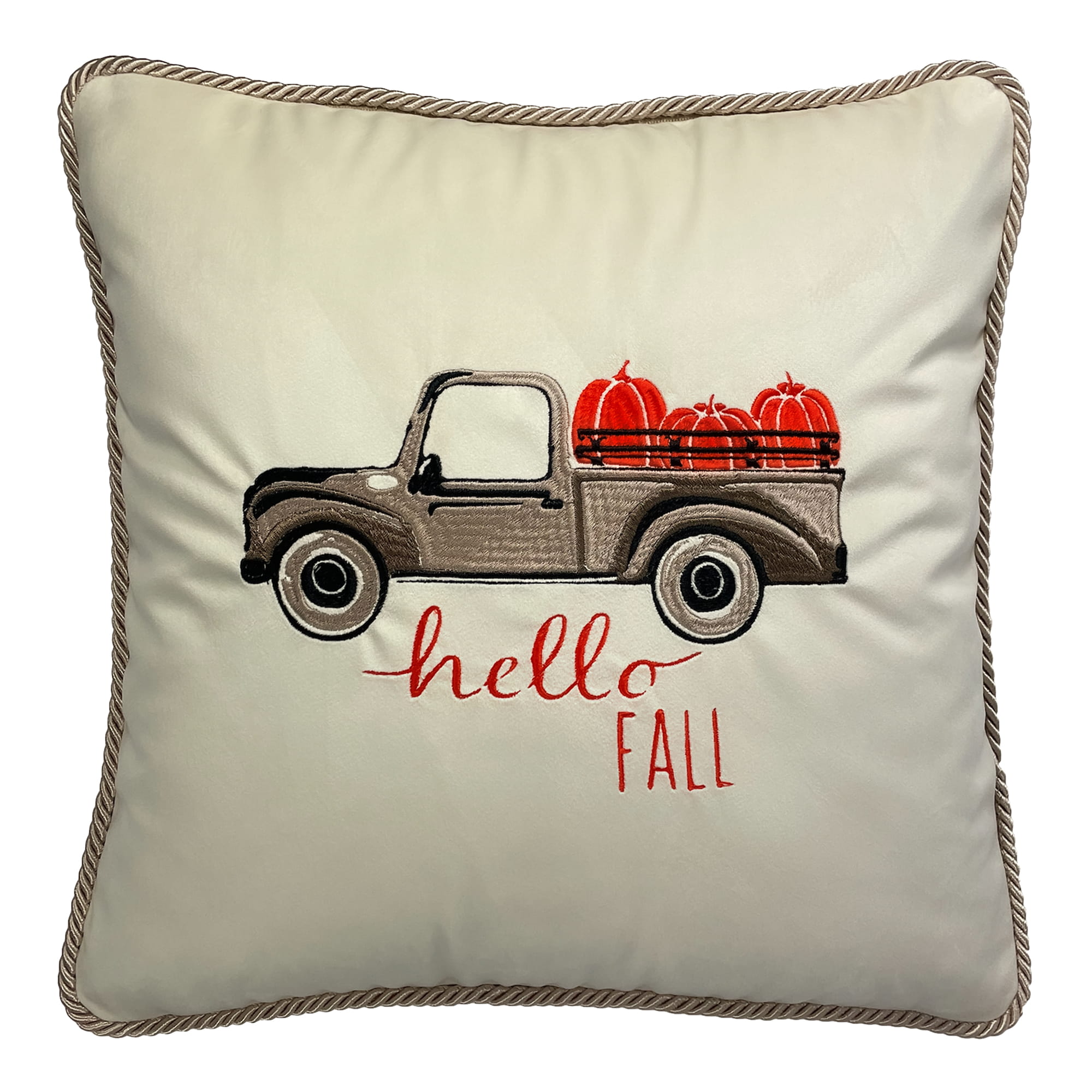 Poduszka Haftowana Dekoracyjna Pumpkin Car - Różne Kolory Tkanin