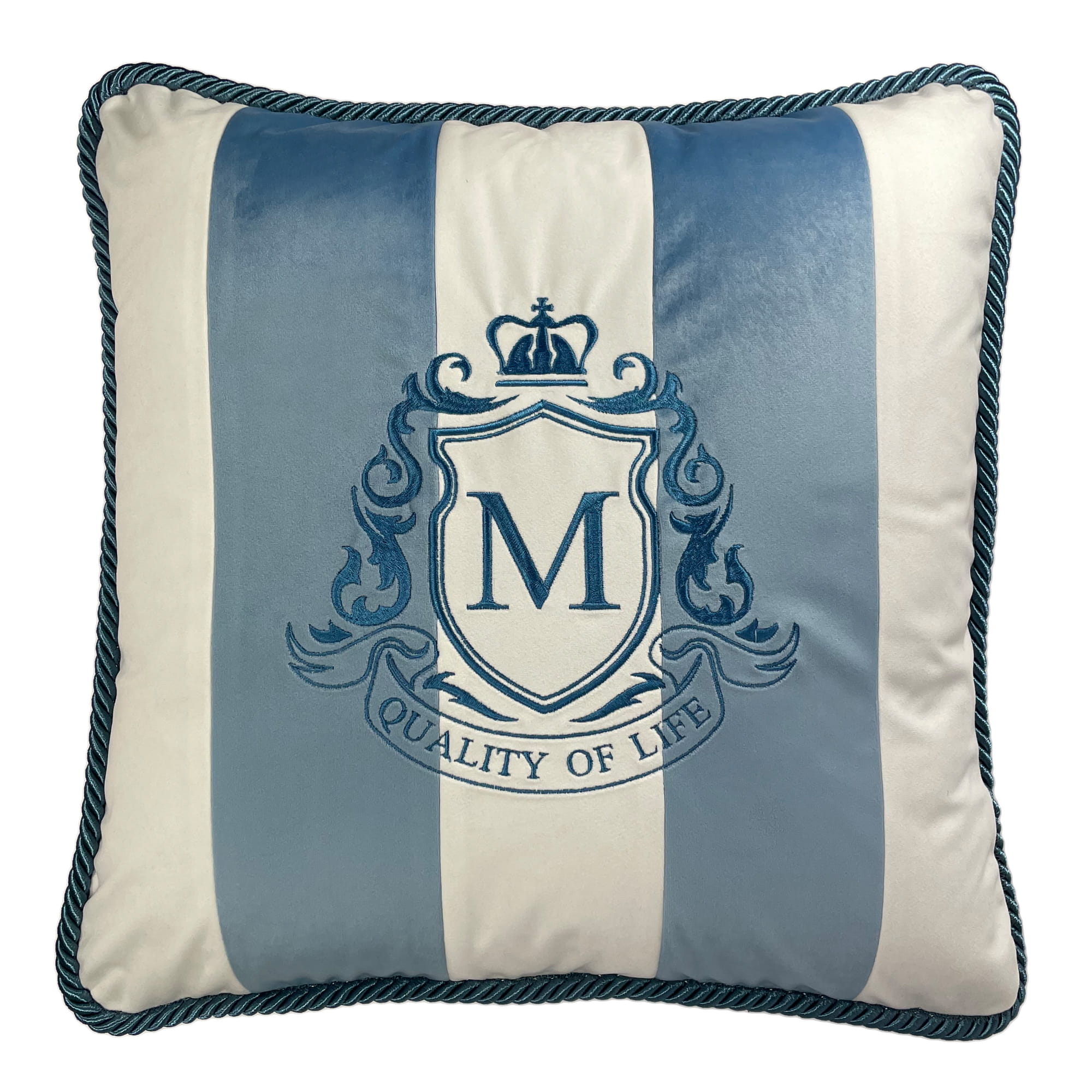 Poduszka Haftowana Dekoracyjna Velvet Monogram Pasy