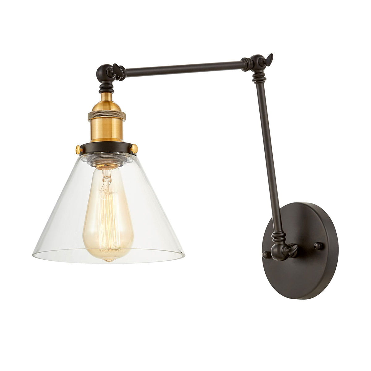 Kinkiet Nubia XL Czarny, Szkło 18x54cm