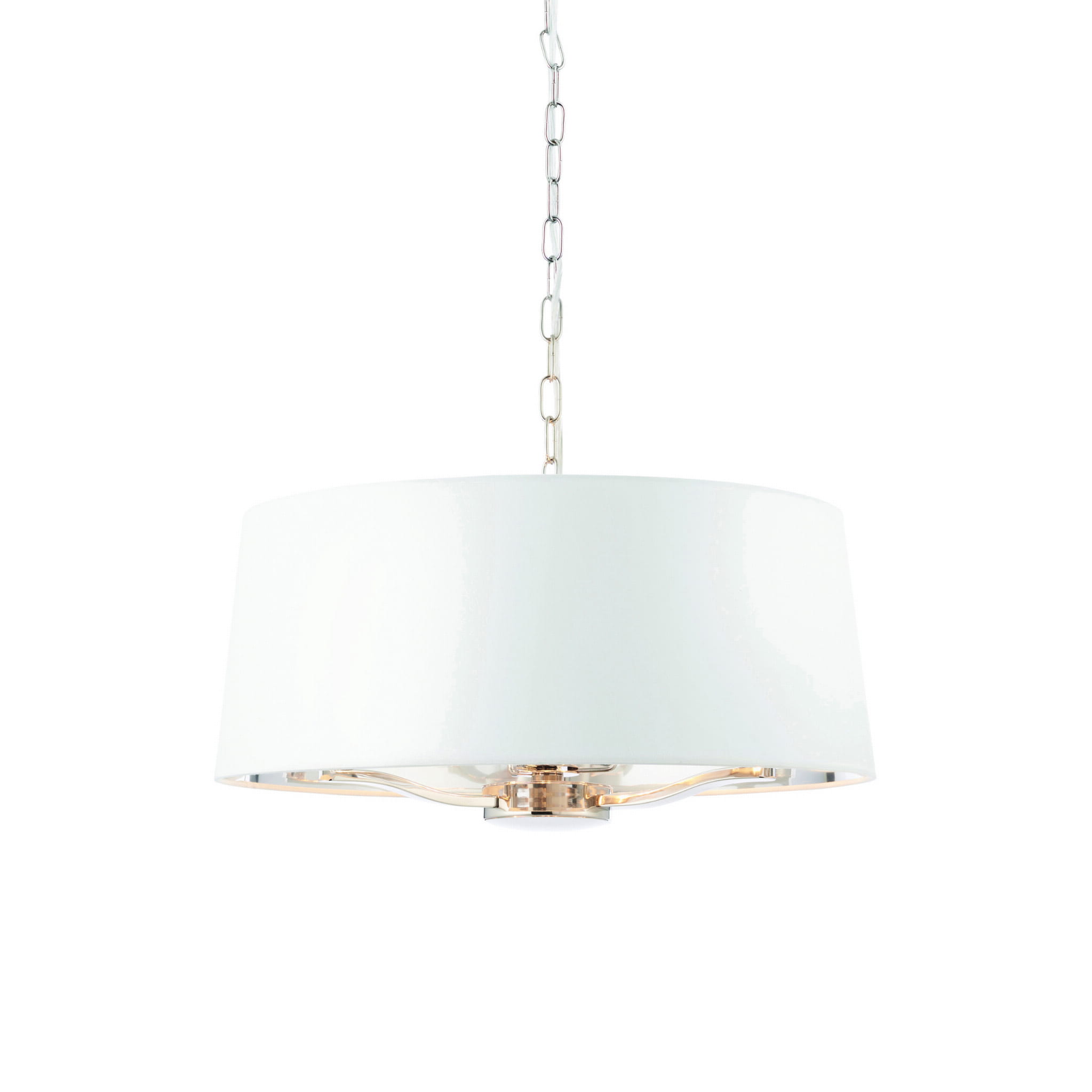 Lampa Sufitowa Wisząca Harvey, Jasny Nikel, Stal i Tkanina, Wys. 150cm