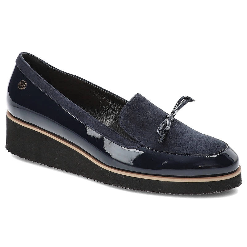 Granatowe Mokasyny Szydłowski Skórzane Buty Damskie