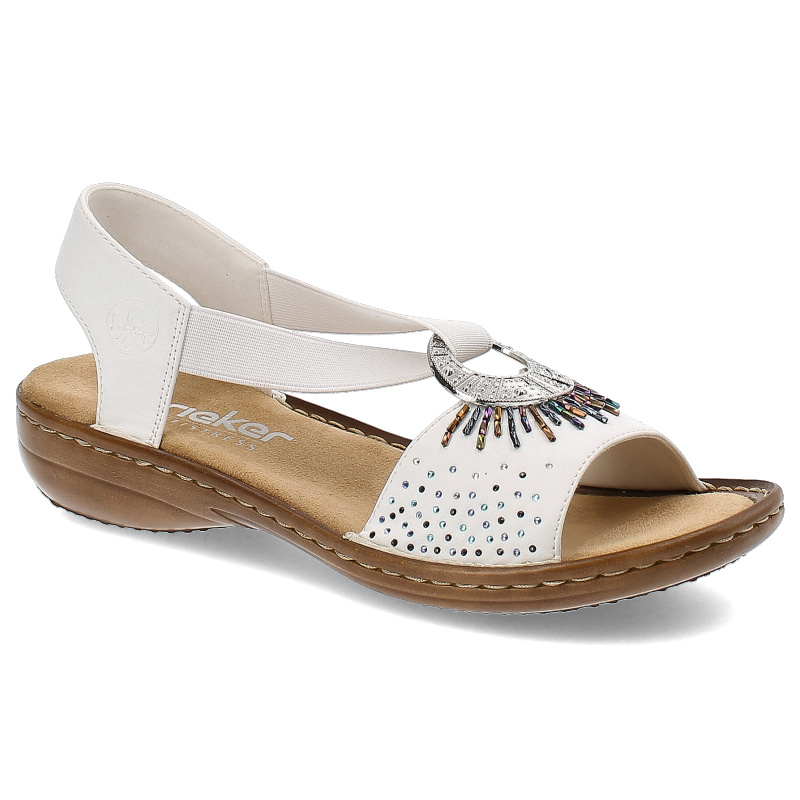 Białe Sandały Rieker Eleganckie Wsuwane Obuwie Damskie
