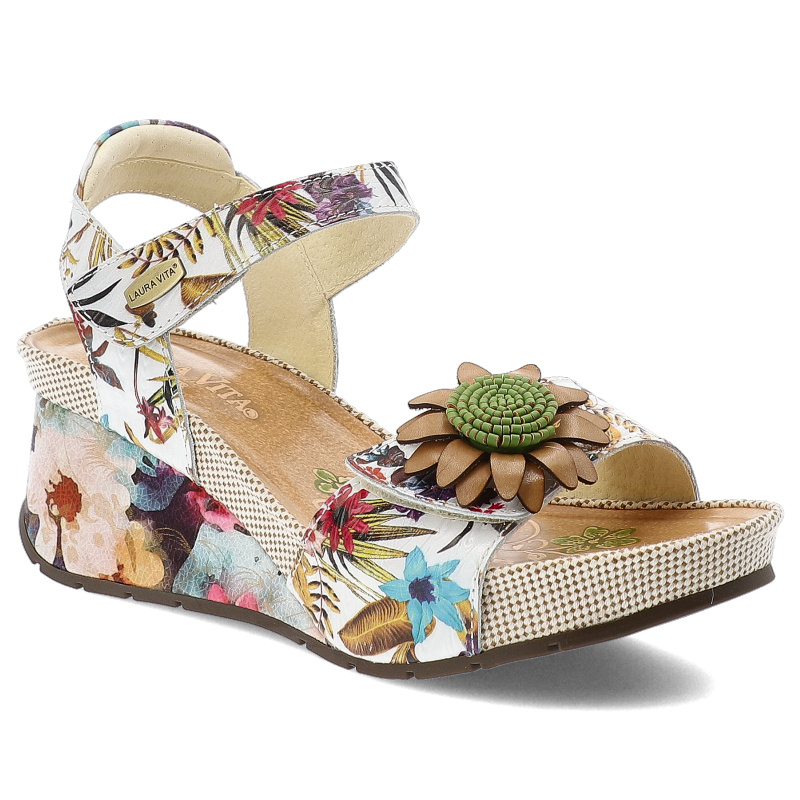 Beżowe Sandały Laura Vita Eleganckie Obuwie Damskie Na Koturnie