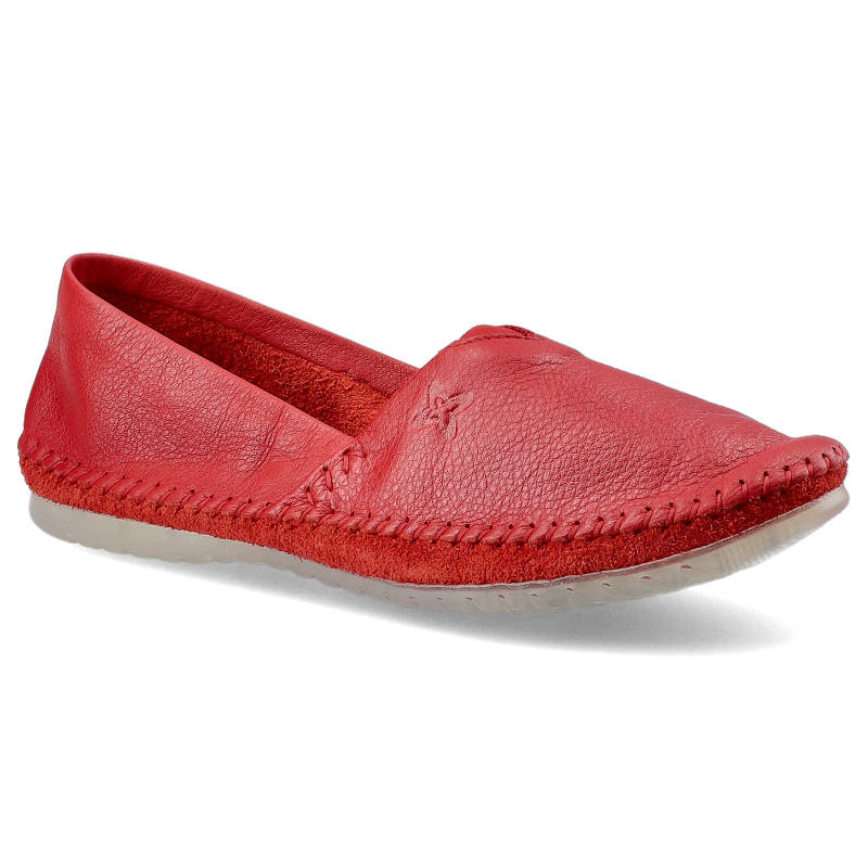 Czerwone Baleriny Maciejka Stylowe Damskie Obuwie