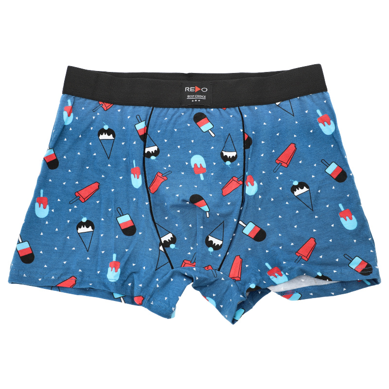 Bokserki męskie Redo, bawełniane w lody we wzorki elastyczne i wygodne, niebieskie, 1BE-785