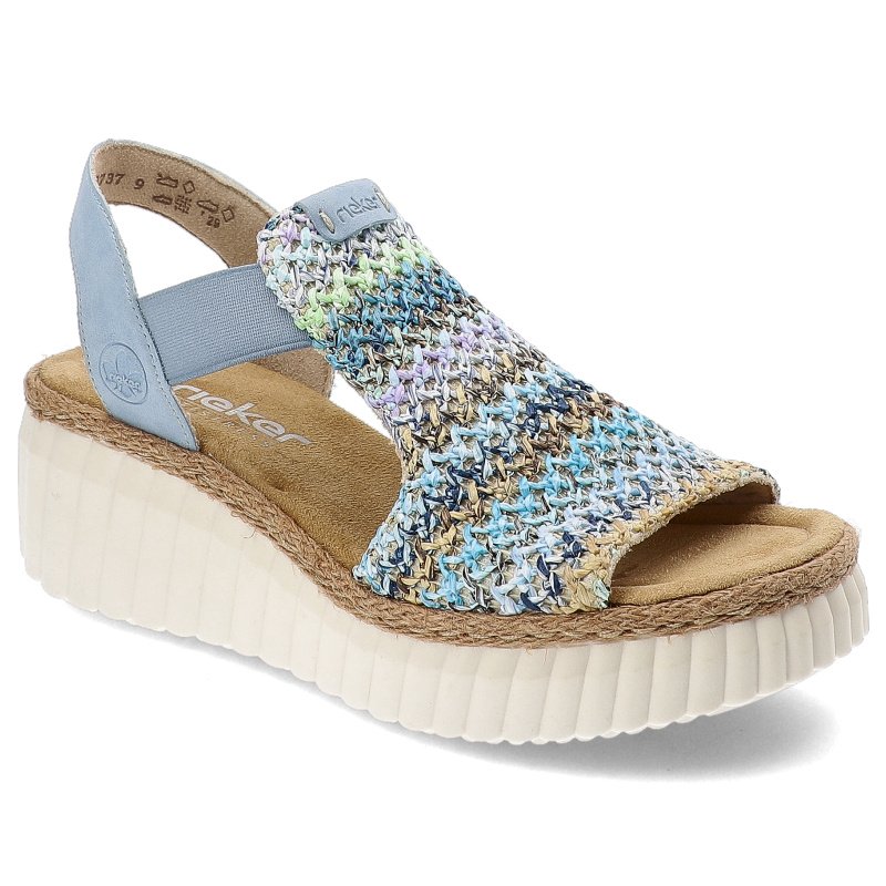 Niebieskie Sandały Rieker Modne Wsuwane Obuwie Damskie