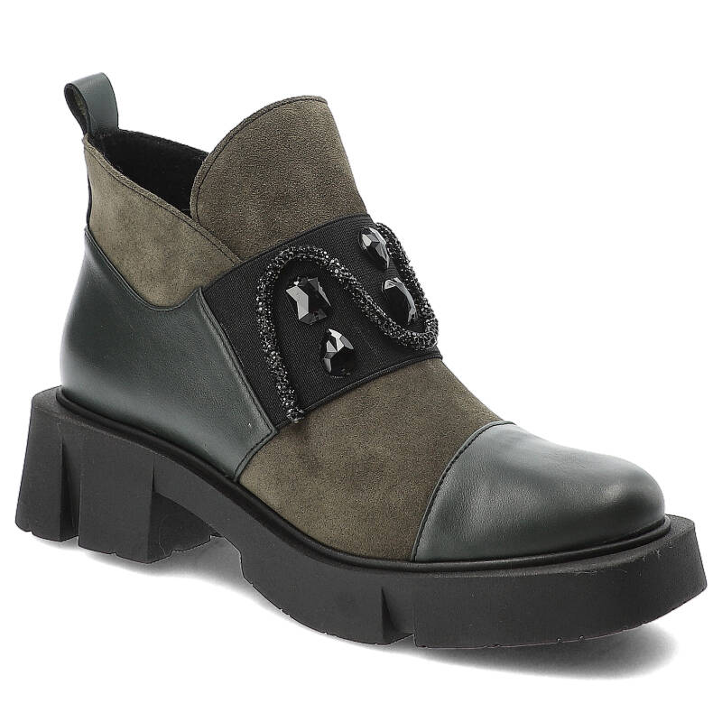 Zielone Eleganckie Botki Damskie Armodo