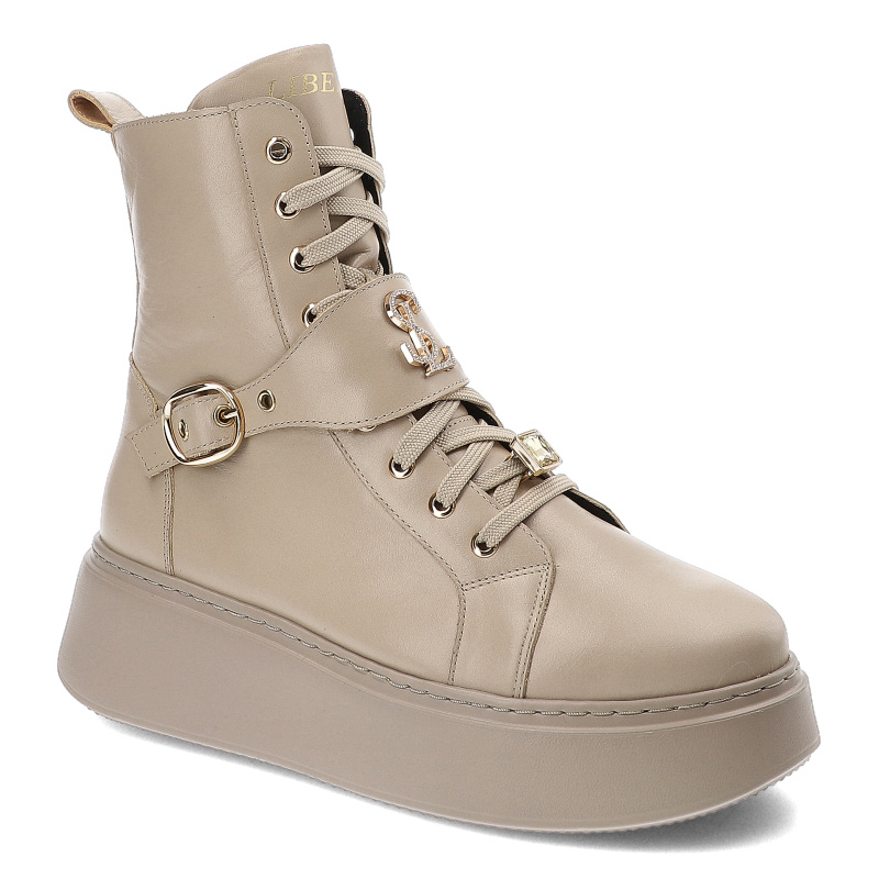 Beżowe Sneakersy Libero Obuwie Damskie Premium