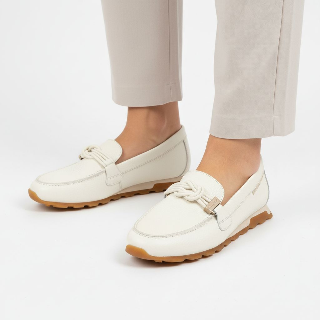 Półbuty damskie Hispanitas, ze skóry naturalnej z wsuwanym krojem oraz zaokrąglonym noskiem, białe, HV264662 Bolero-V26 Panna